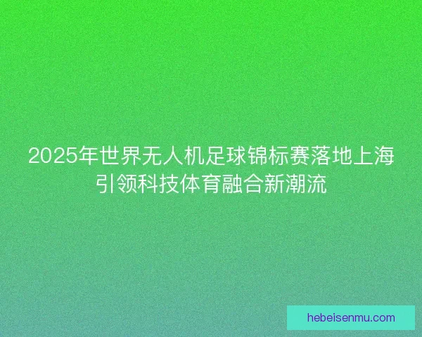 2025年世界无人机足球锦标赛落地上海引领科技体育融合新潮流